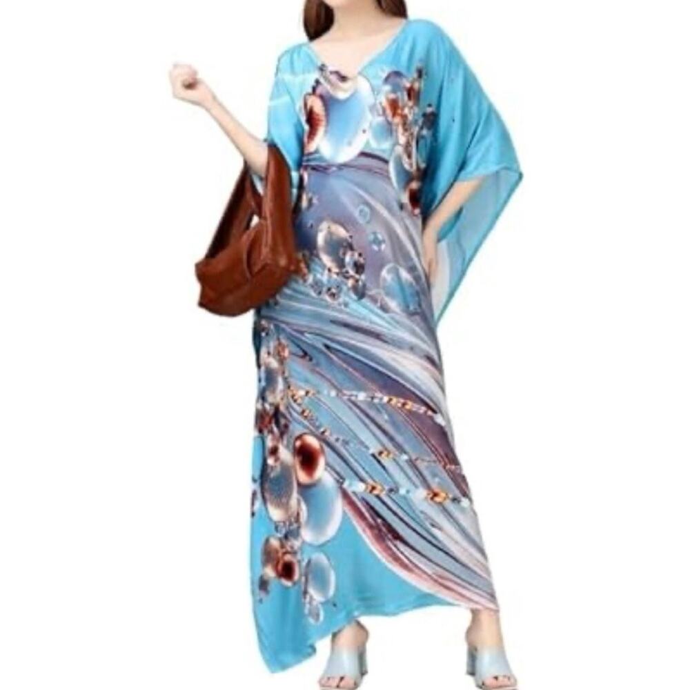 Silk Kaftan Kimono Made in India Free size up‎ to XL beautiful !,